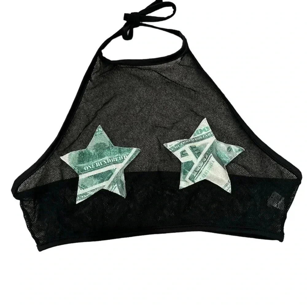 Iheartraves festival Top Money Star Mesh Top, Size Small